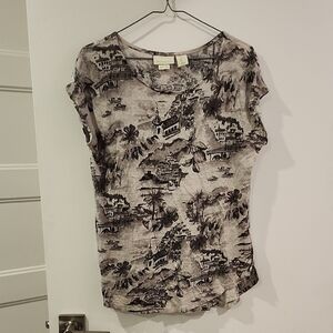 P2P 20" Cynthia Rowley Black and Gray Scenic Print Tee